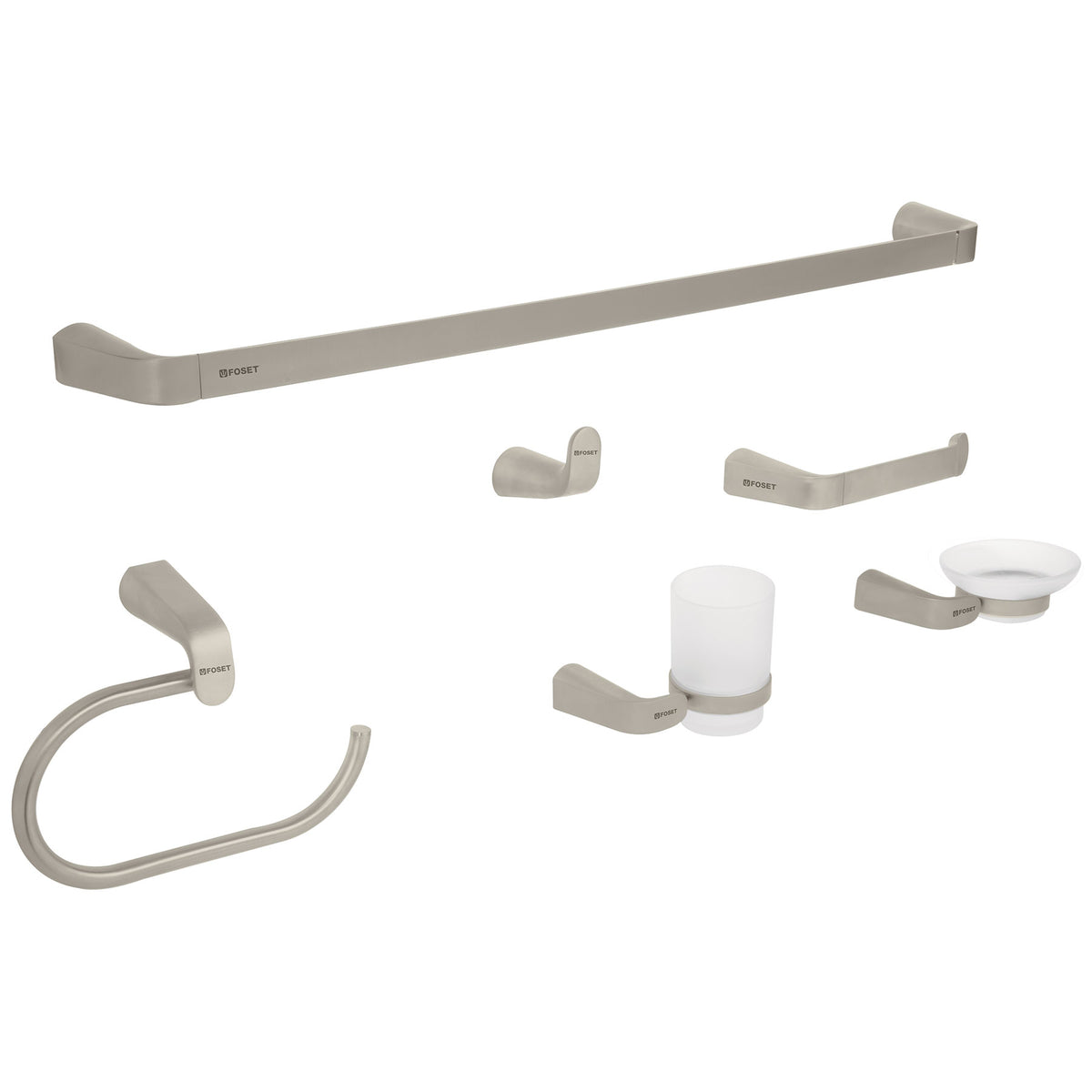 Juego de 6 accesorios para baño acabado satín
