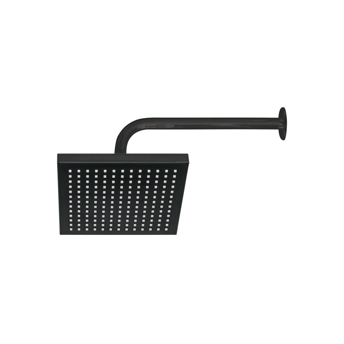 Regadera cuadrada 8", ABS, con brazo y chapetón, negro