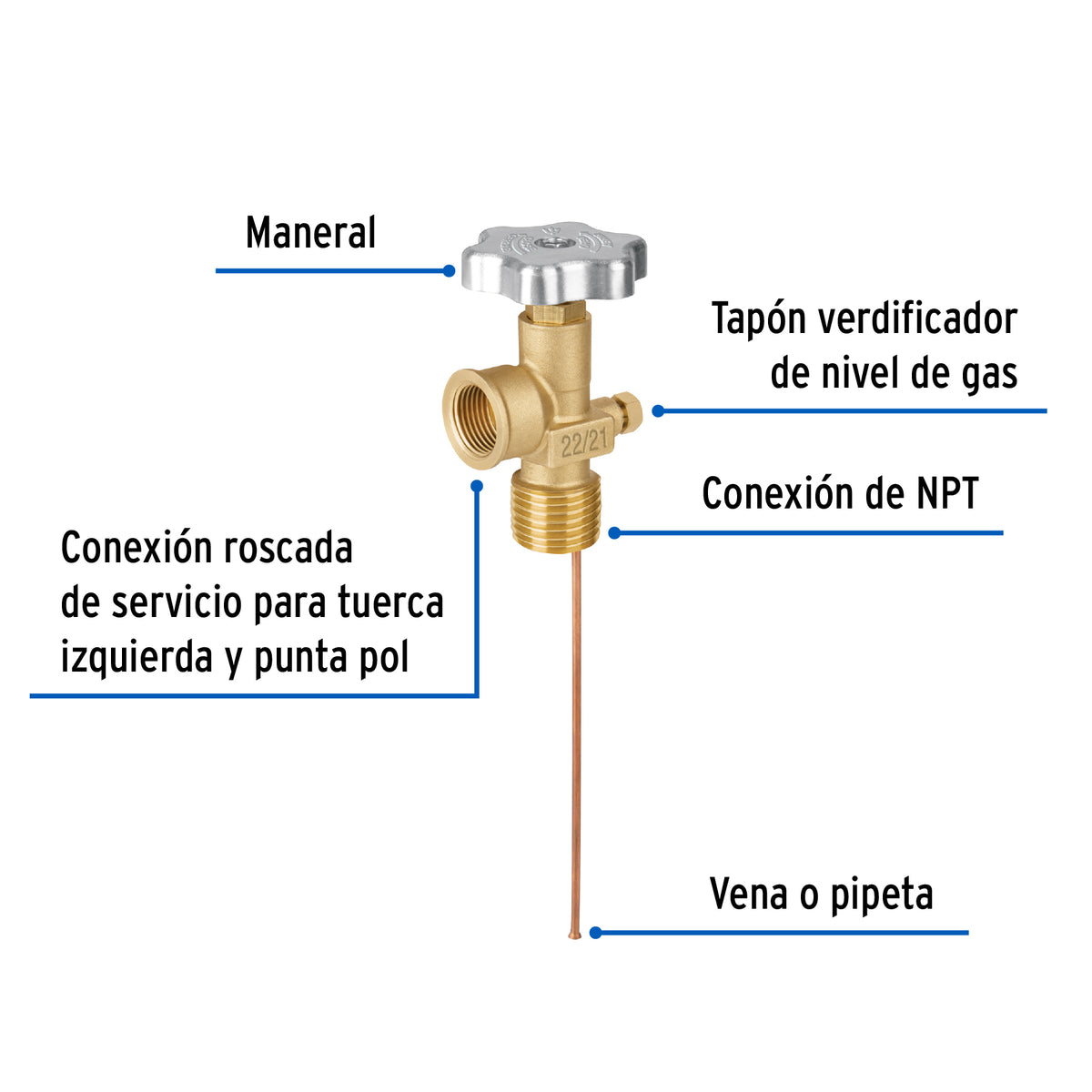 Valvula de talon para vastago para gas