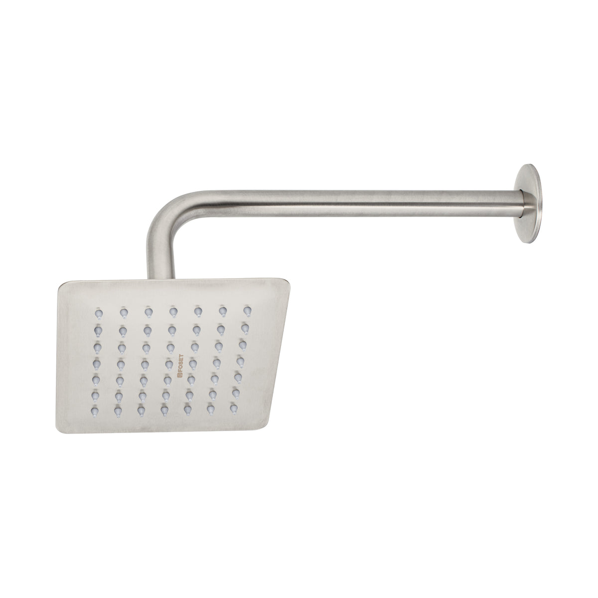 Regadera cuadrada 6", acero inox, con brazo