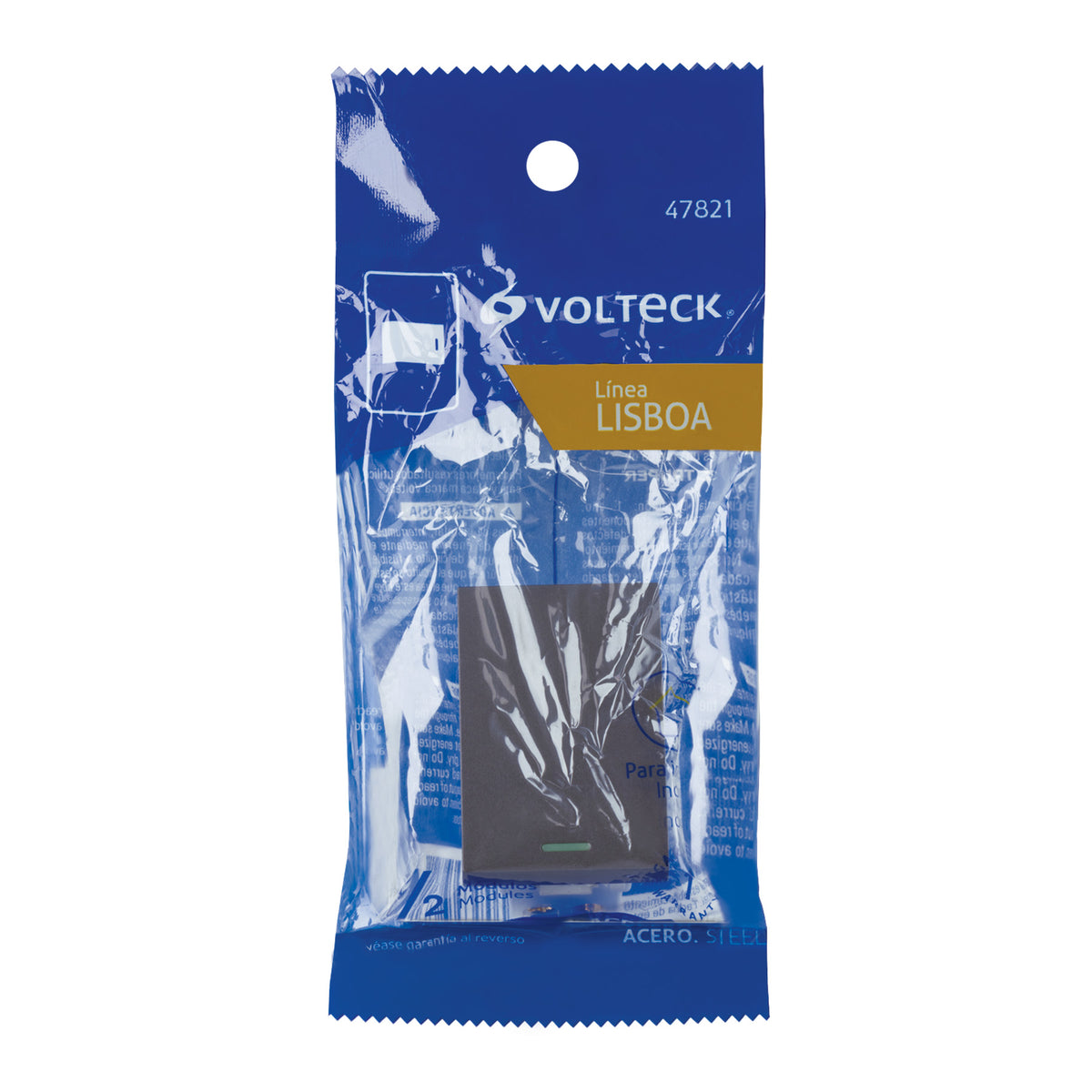 Interruptor sencillo acero inox de 1.5 módulos