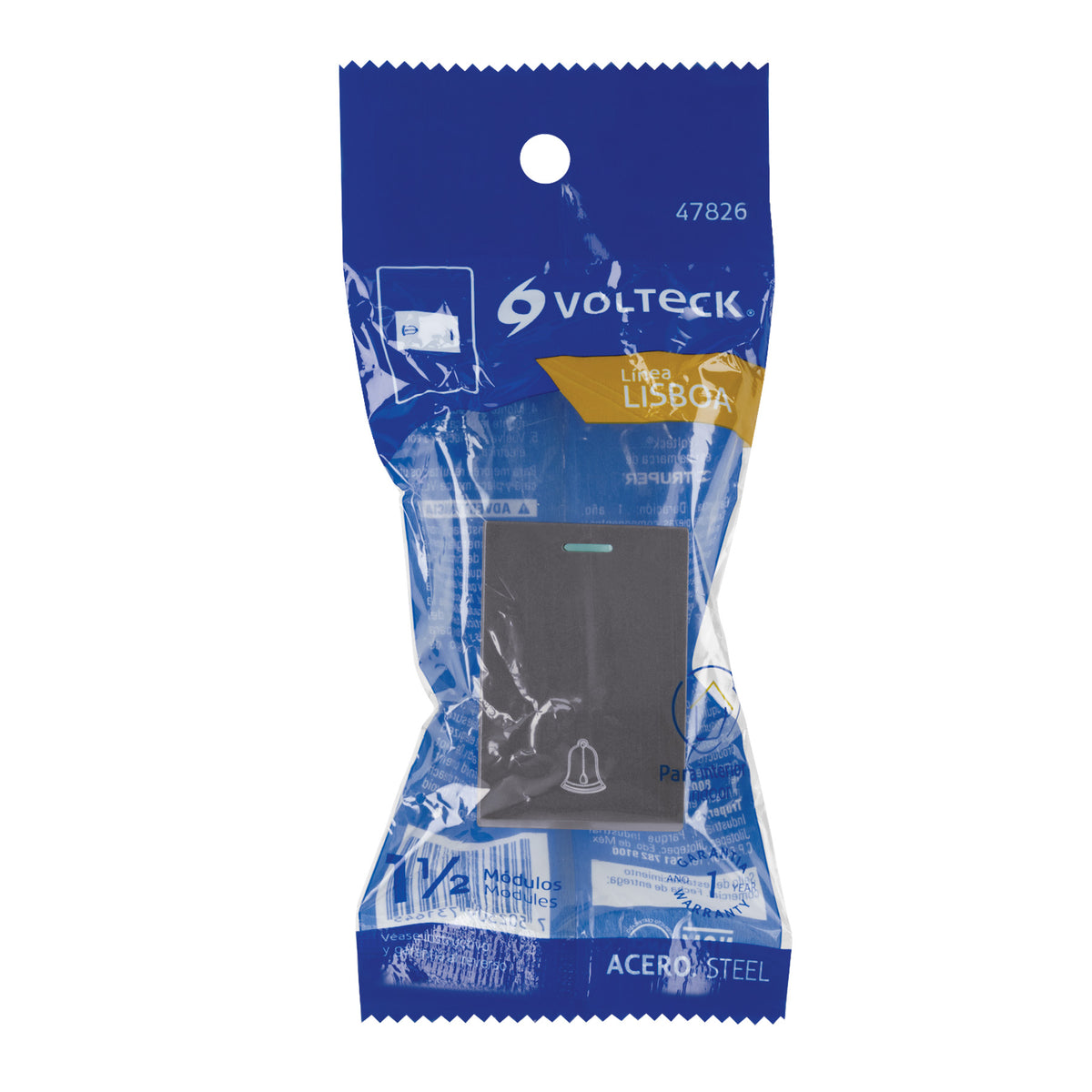 Interruptor timbre acero inox de 1.5 módulos