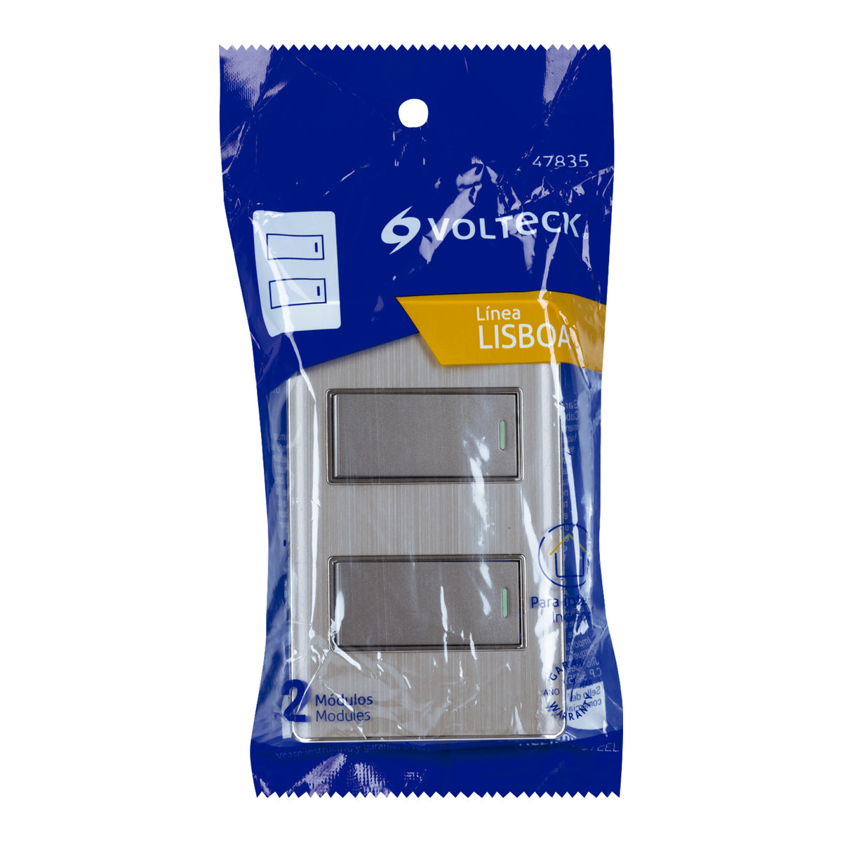 Placa armada acero 1 interruptor y 1 de 3 vías 1 módulo