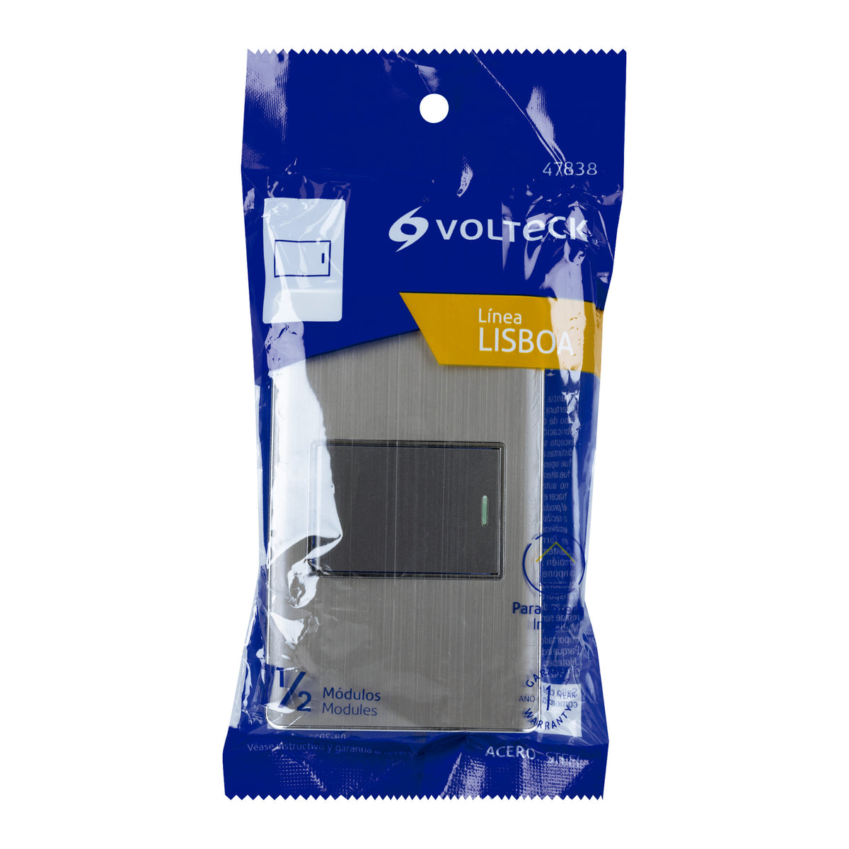 Placa armada acero inox 1 interruptor 1.5 módulos