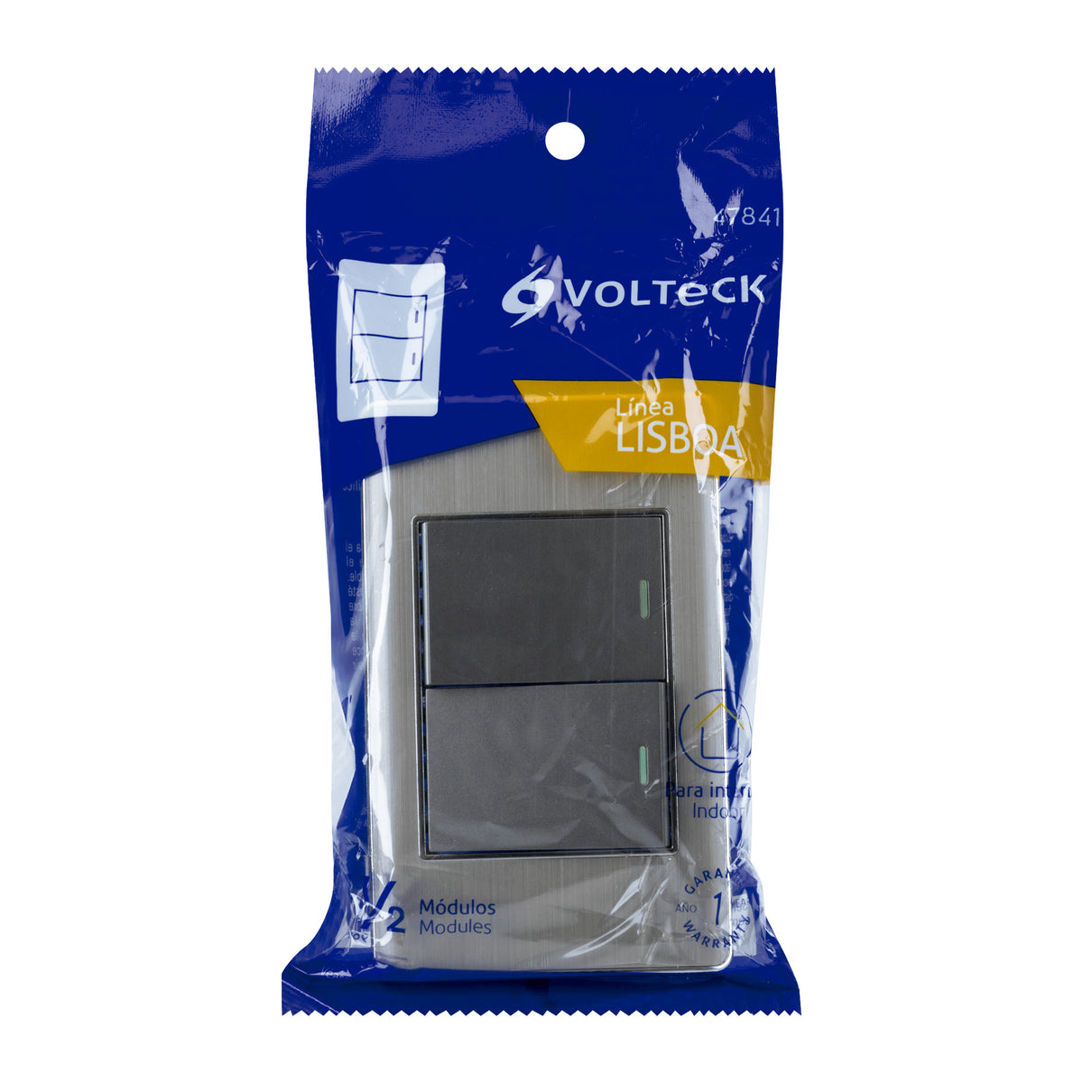 Placa armada acero 1 interruptor y 1 de 3vías 1.5 módulo