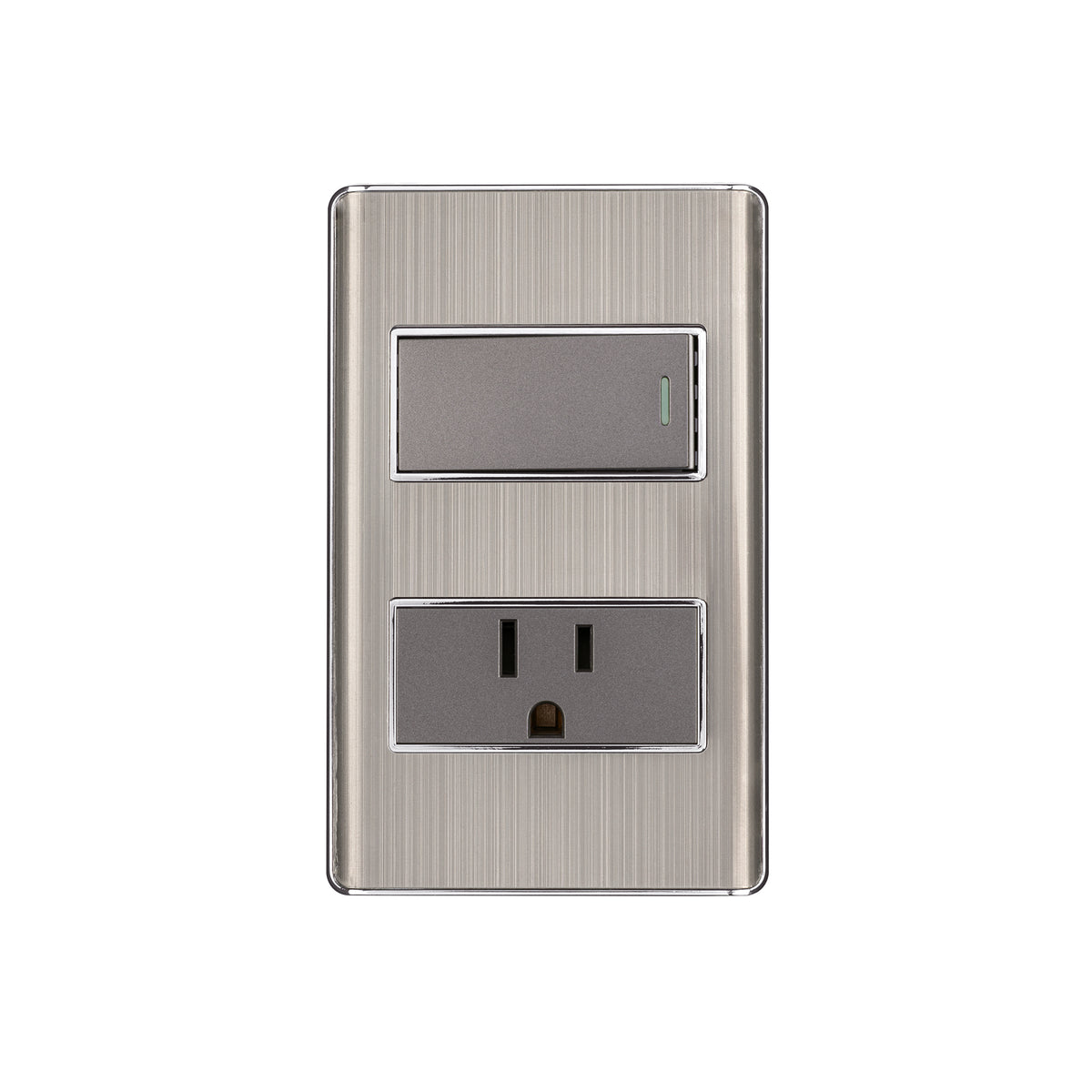 INTERRUPTOR + TOMACORRIENTE ACERO INOX