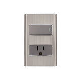 INTERRUPTOR + TOMACORRIENTE ACERO INOX