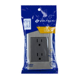 Placa armada acero inox contacto dúplex 3 módulos