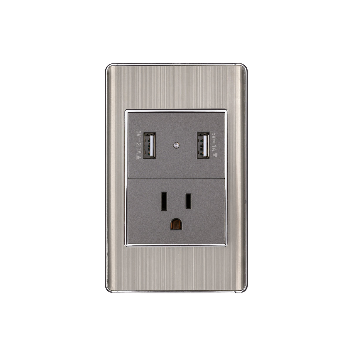 TOMACORRIENTE + MODULO CON 2 PUERTOS USB ACERO INOX