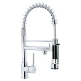 Monomando con doble salida para fregadero, Cromo