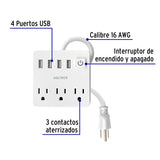 REGLETA 1.7 METROS 3 ENTRADAS 120V + 4 USB C/BLANCO