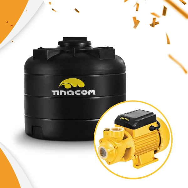 COMBO TINACO 265GLS TINACOM + BOMBA LADRONA 1/2 HP PRETUL